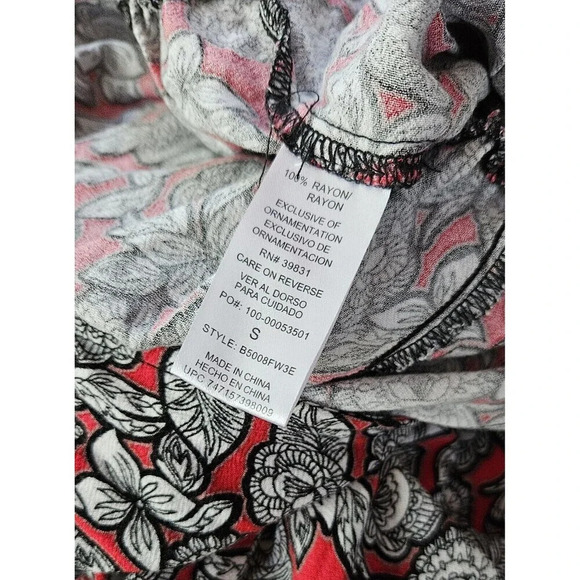 Democracy Red Floral Wrap Tie Wide Leg Jumpsuit S Short Sleeve Boho Festival - Picture 5 of 12